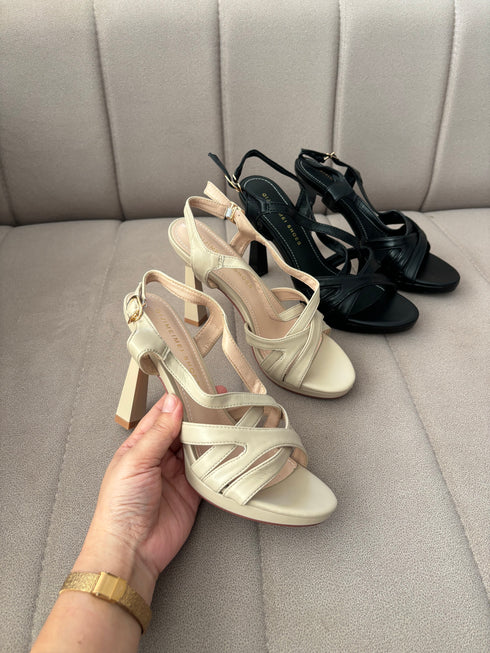 Women Trendy Criss Cross Straps Buckle Closure High Heels